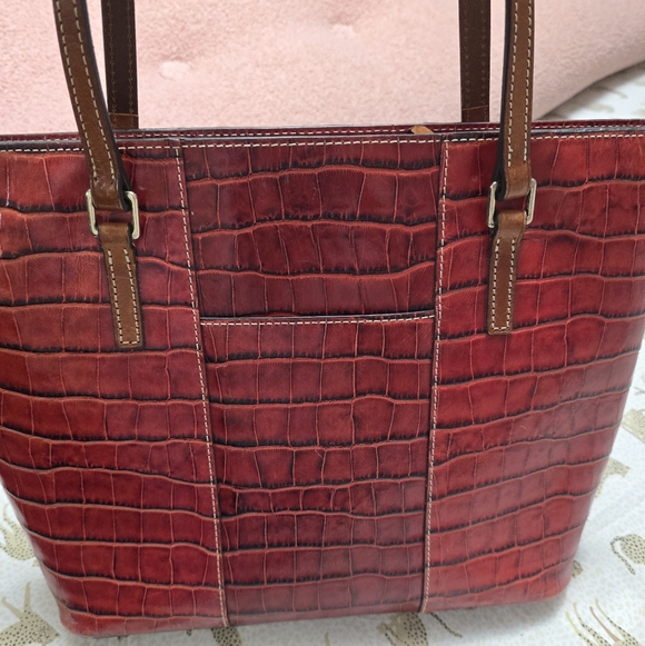 Dooney & Bourke Red Leather Tote Bag - Picture 6 of 8